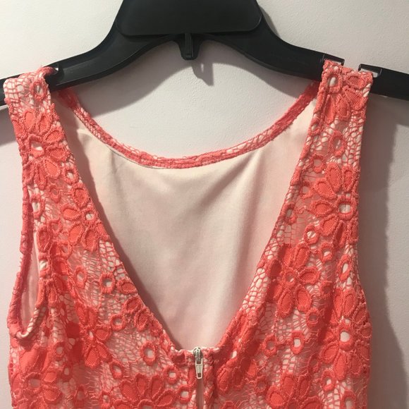 Peach / White Lace Formal Dress - Picture 4 of 5